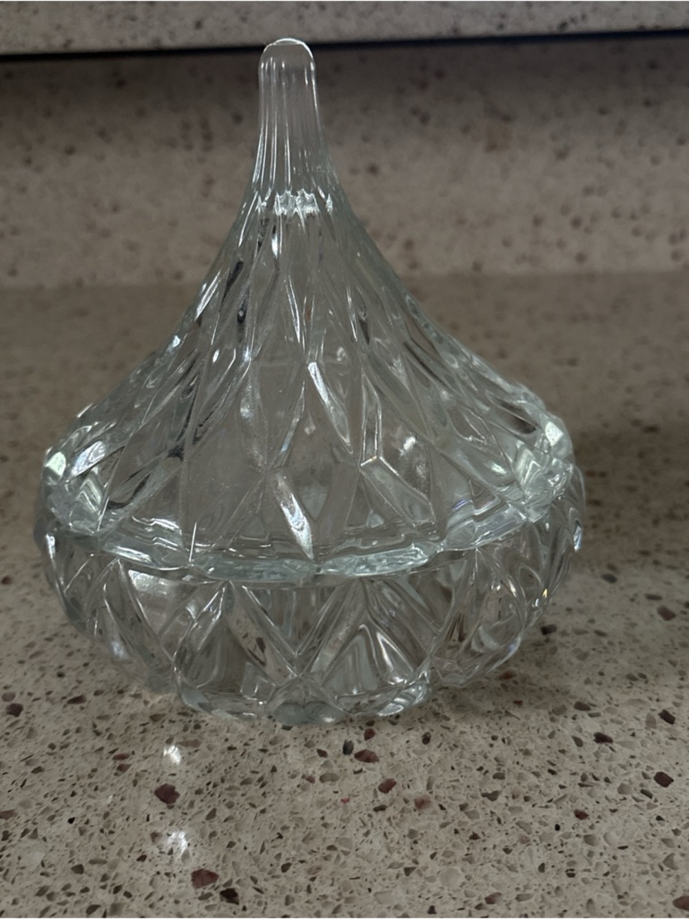 Clear Glass Decorative Trinket Jar with Faceted Design